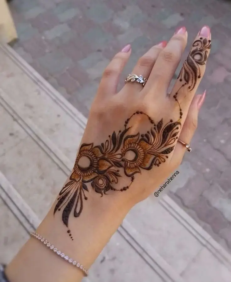 back hand mehndi design dark