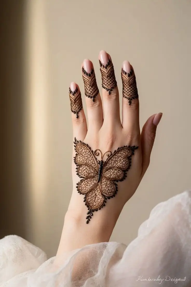 back hand mehndi design dot