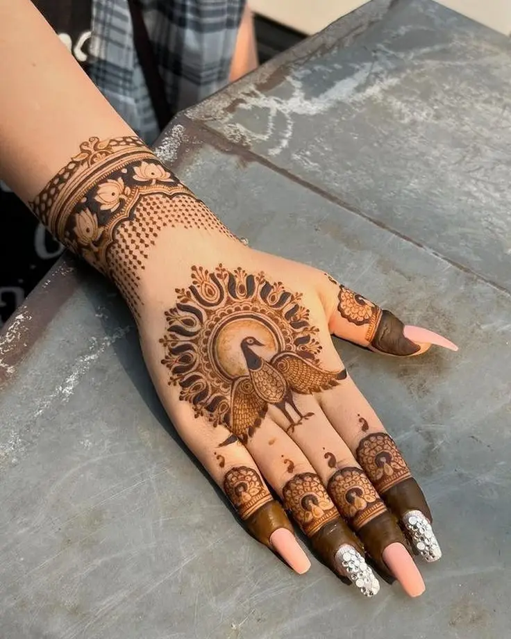 bel back hand mehndi design