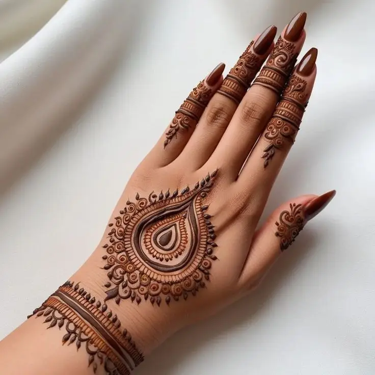 cute back hand mehndi design