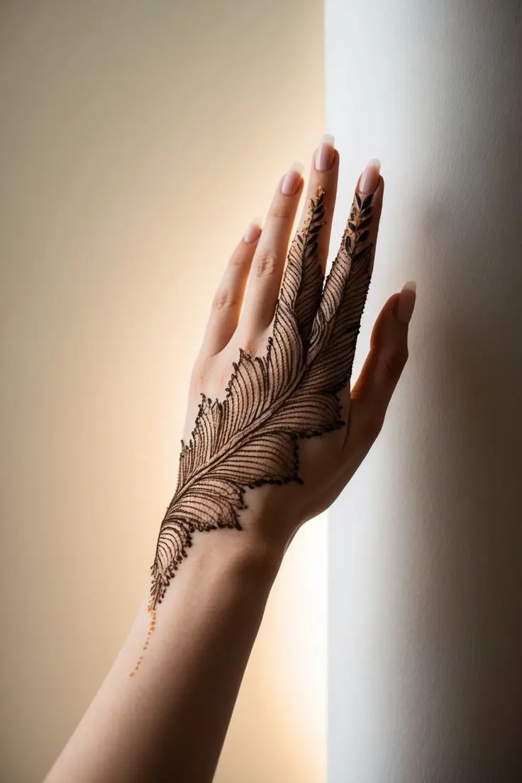 stylish back hand mehndi design