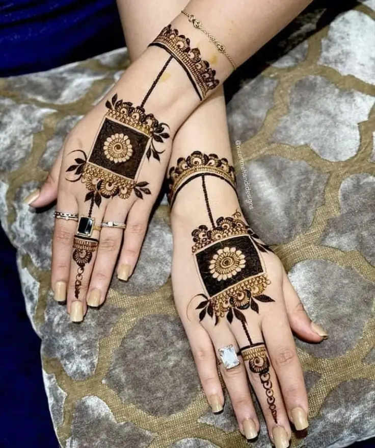 stylish back hand mehndi designs