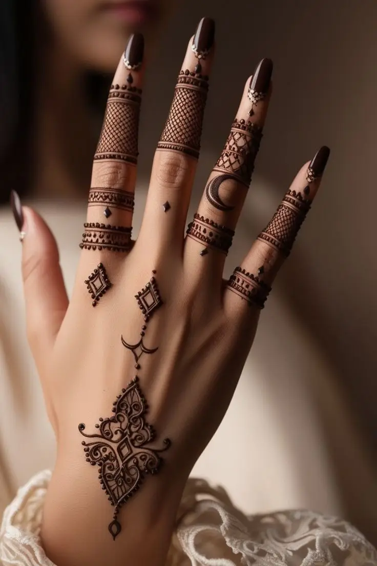 stylish back hand mehndi designs box design