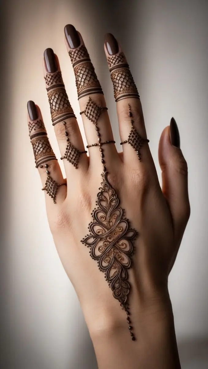 dubai style back hand mehndi design