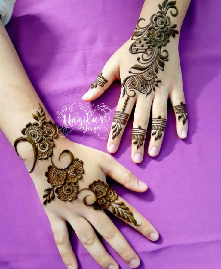 easy mehndi design for kids front hand