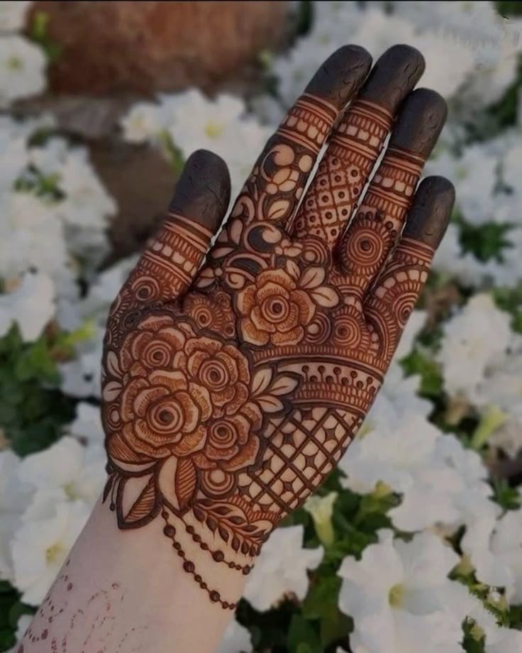 front hand simple mehndi design bell