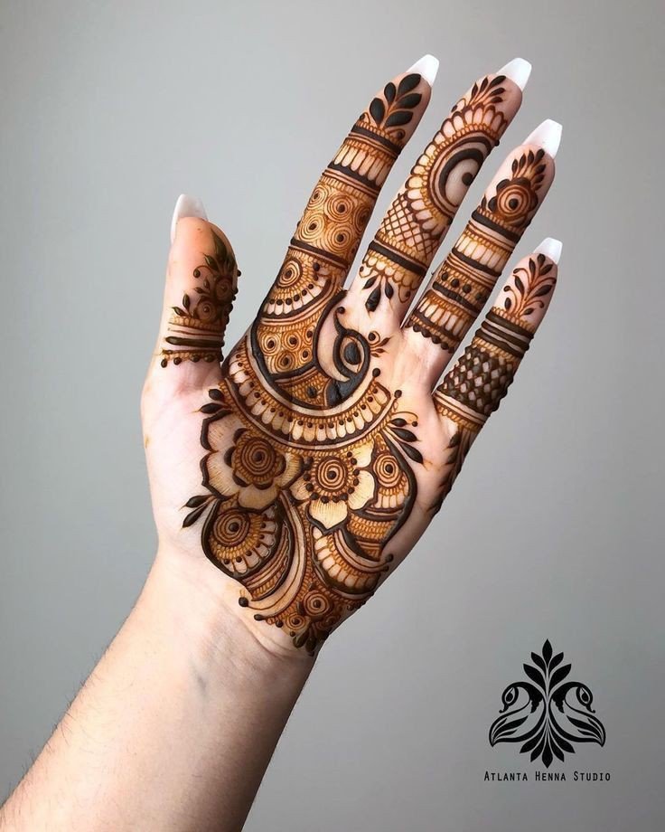 front hand simple mehndi design karva chauth
