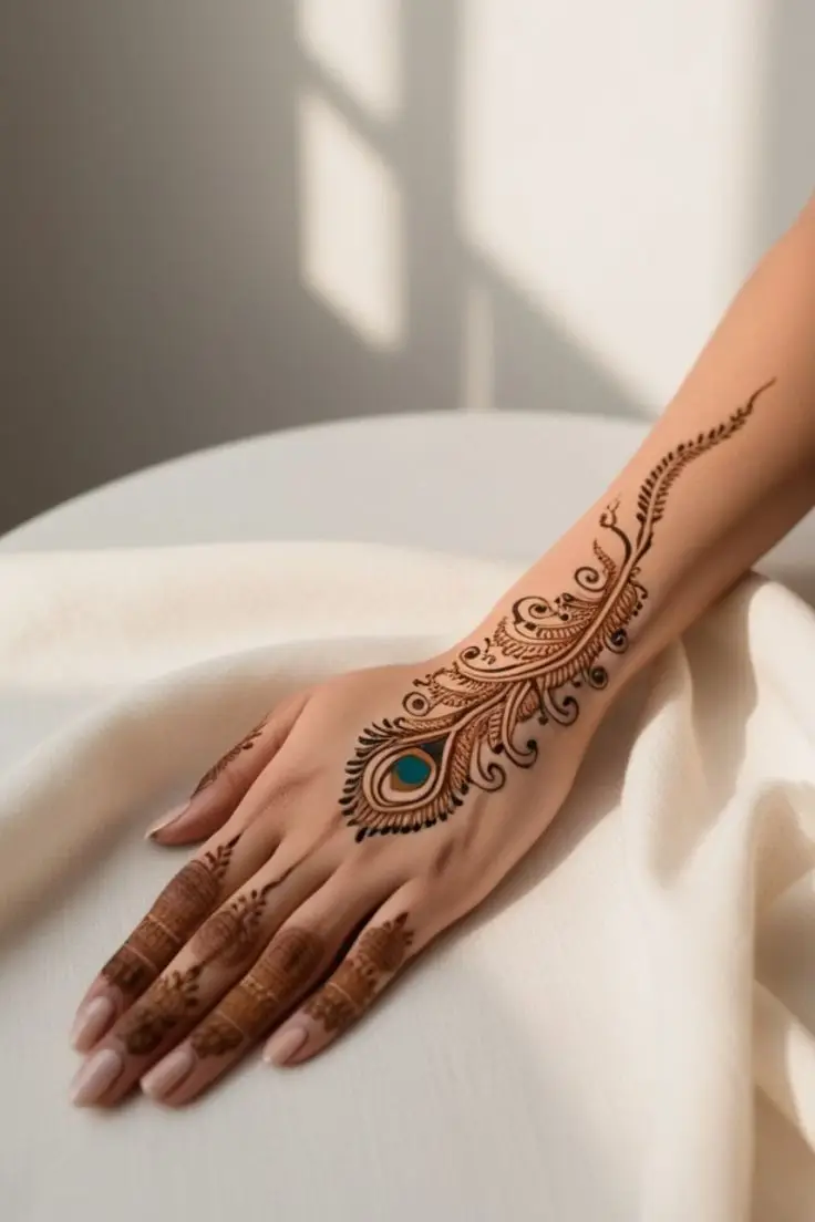 modern back hand mehndi design dulhan