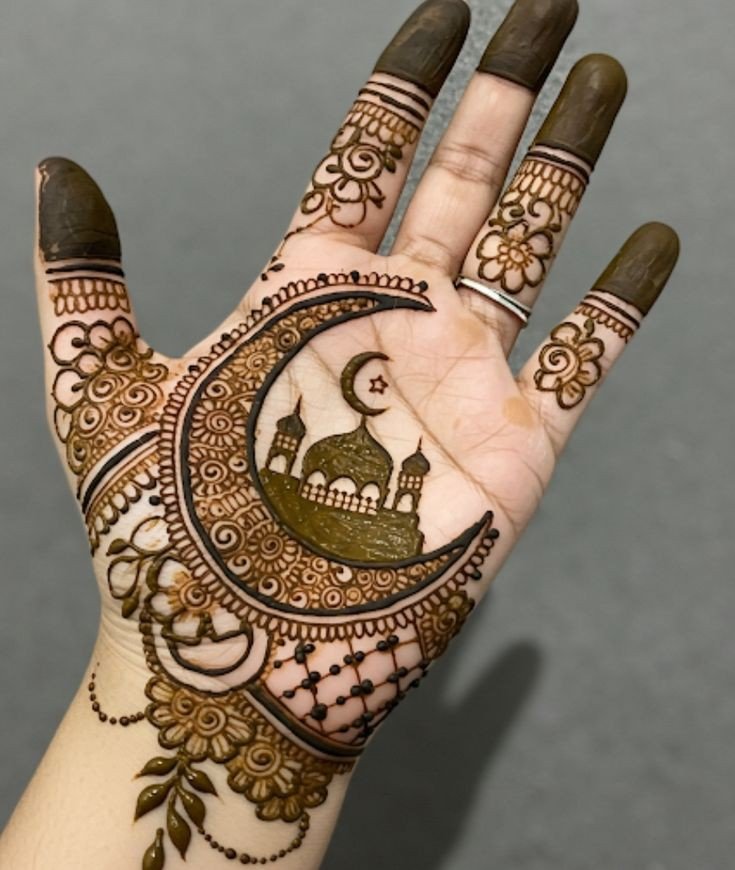 simple chand mehndi design front hand easy