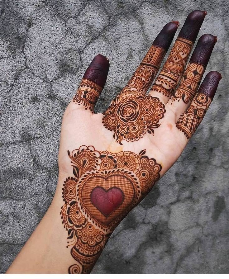 simple classic mehndi design front hand