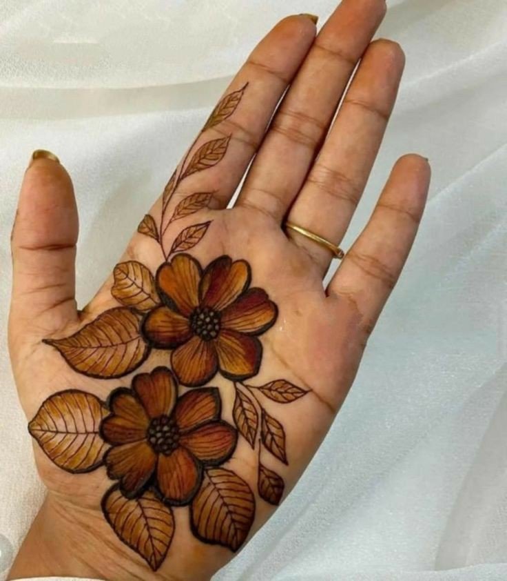 simple dulhan mehndi design front hand full hand