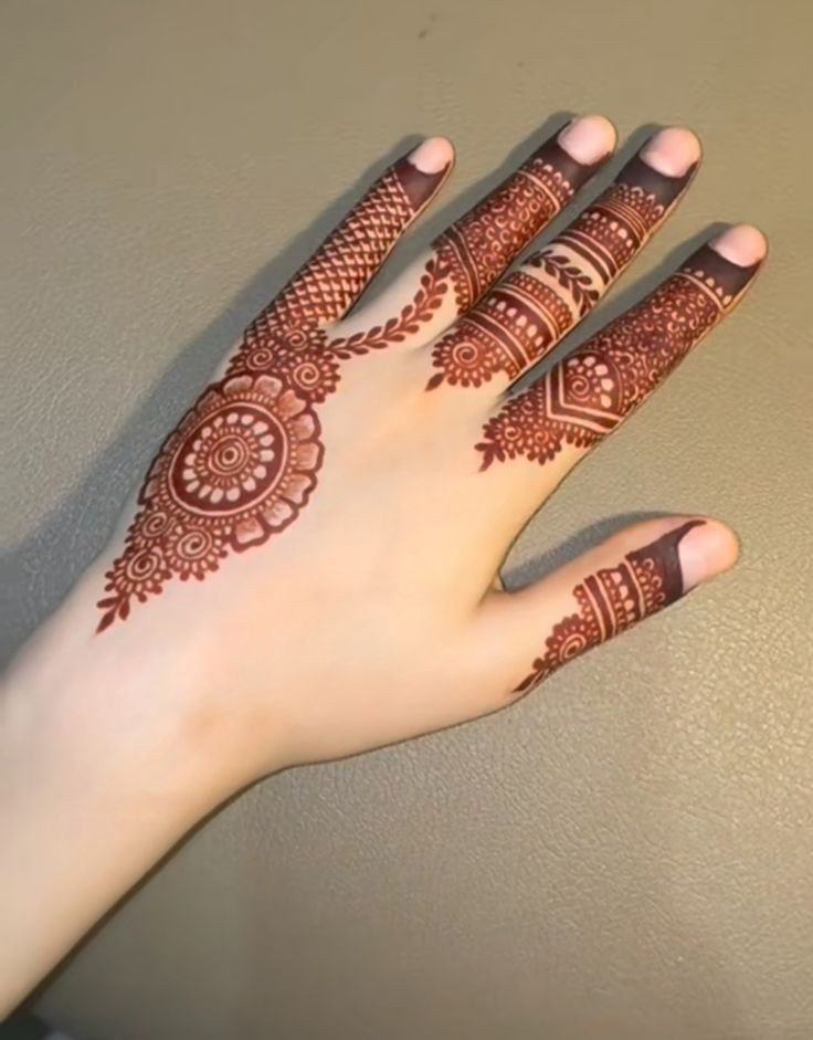 simple mehndi design back hand aesthetic