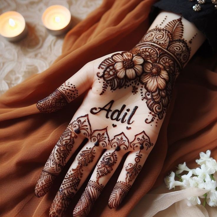 simple mehndi design for dulha front hand