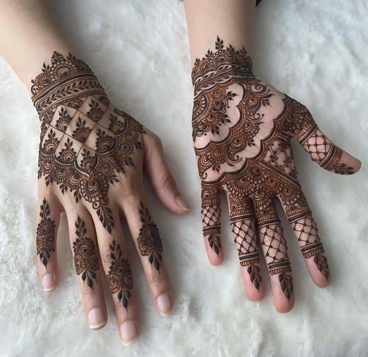 simple mehndi design front hand arabic