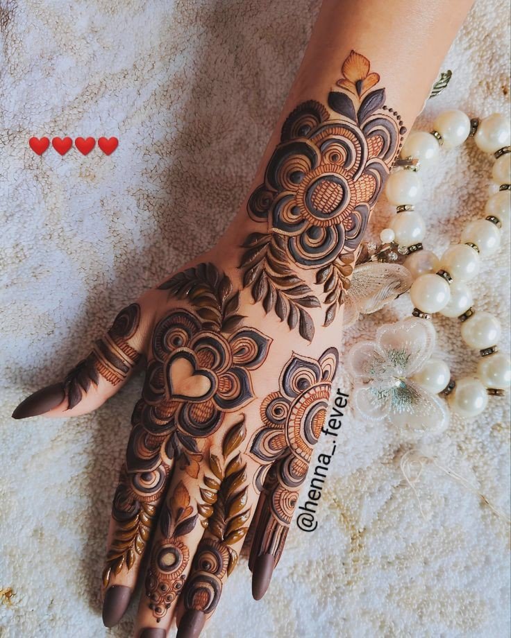 simple mehndi design front hand