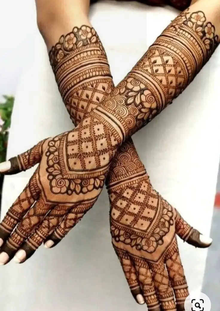 stylish back hand mehndi design for girls