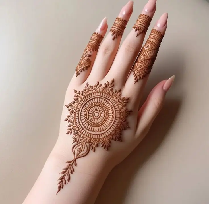 stylish back hand mehndi design karva chauth