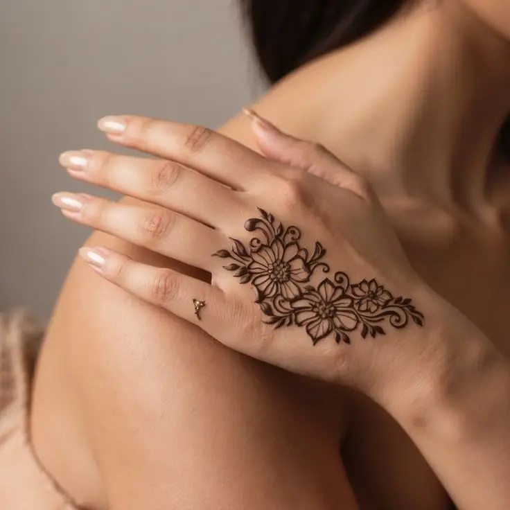 stylish back hand mehndi designs arabic for girl