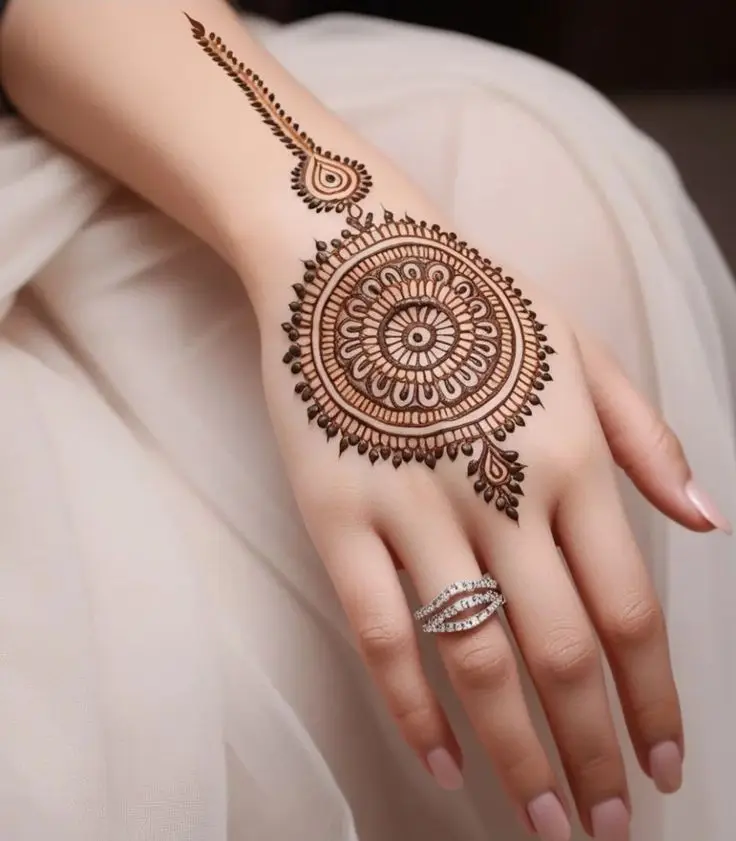 stylish back hand mehndi designs circle simple and beautiful